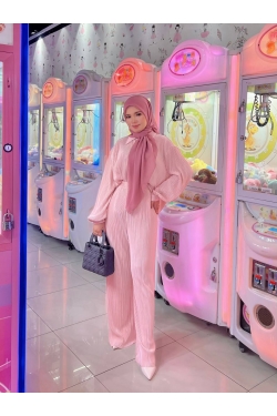 PLEATED SUIT - LIGHT PINK